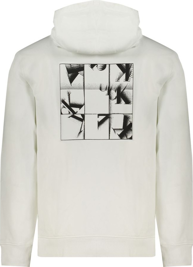 Sweater White Cotton Men Sweater with Hood Calvin Klein