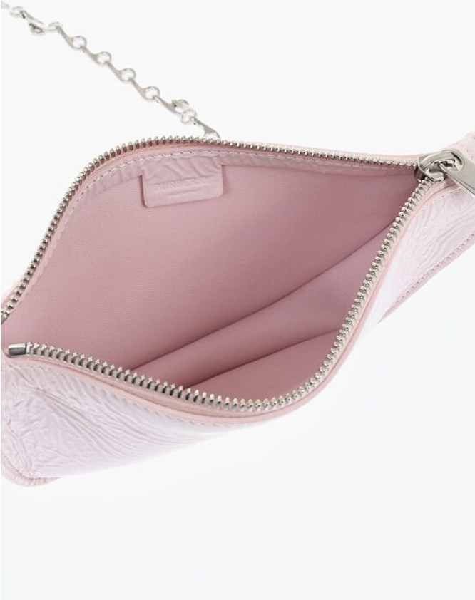 Crossbody Sumkasi Burberry Patent Teri MICRO SHIELD SLING Sumka Zanjirli Yelkaga Tashiladigan