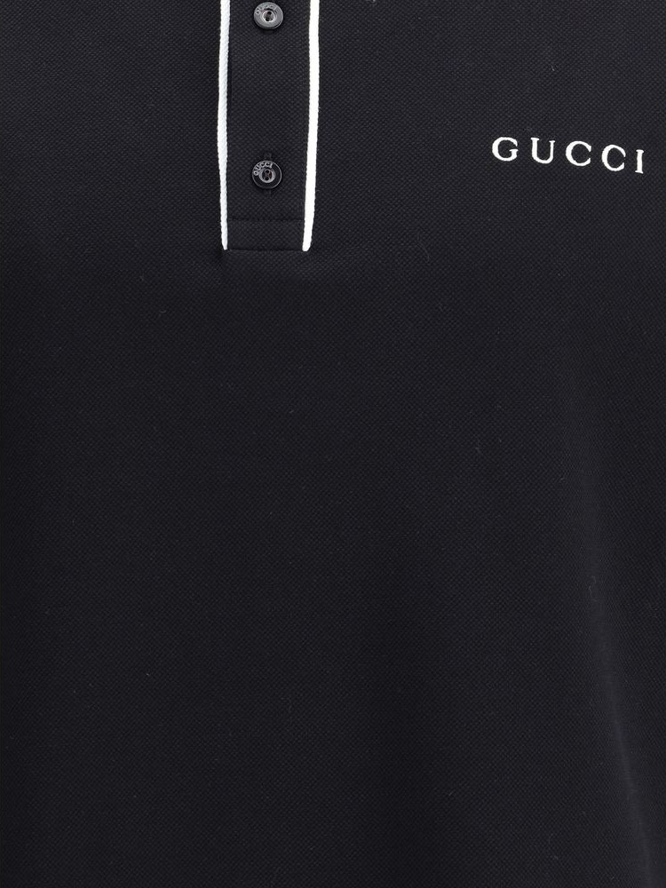 Gucci Black Cotton Polo Shirt