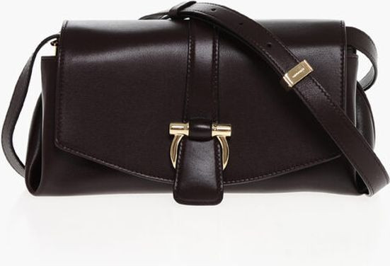 Crossbody Bag Salvatore Ferragamo Leather Crossbody Bag with Iconic Buckle anche Clip Closure