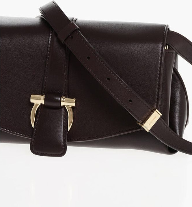 Crossbody Bag Salvatore Ferragamo Leather Crossbody Bag with Iconic Buckle anche Clip Closure