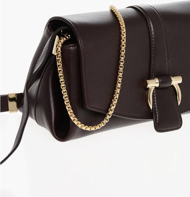 Crossbody Bag Salvatore Ferragamo Leather Crossbody Bag with Iconic Buckle anche Clip Closure