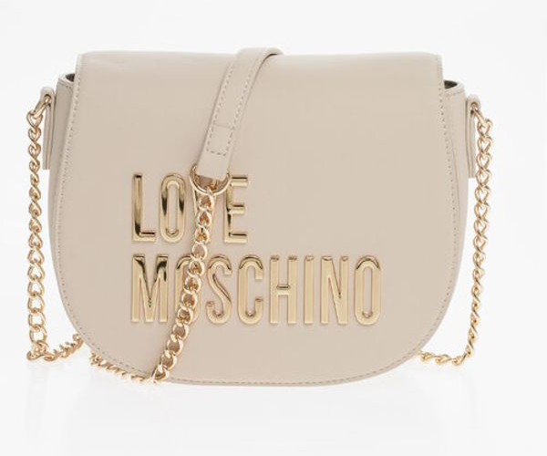 Crossbody sumkasi Moschino LOVE Sun'iy charm Posnet sumkasi oltin zanjir va Maxi logotip bilan