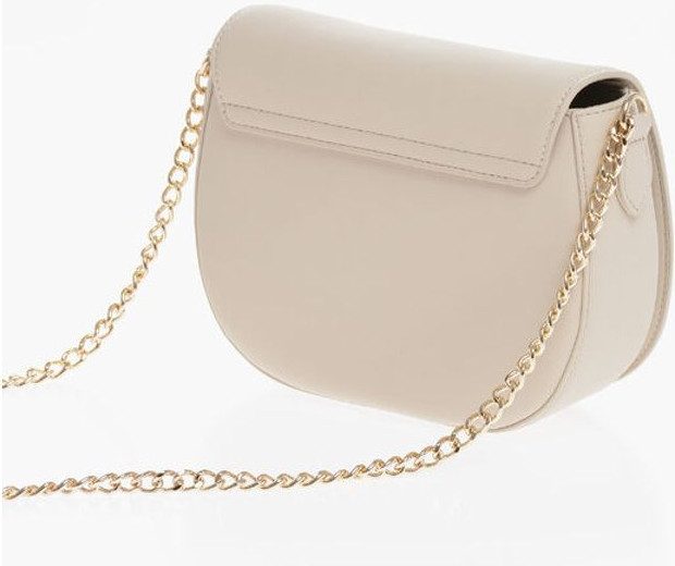 Crossbody sumkasi Moschino LOVE Sun'iy charm Posnet sumkasi oltin zanjir va Maxi logotip bilan