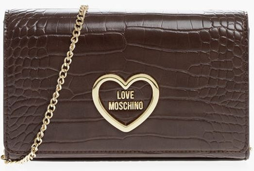 Crossbody bag Moschino LOVE Crocodile Effect Faux Leather Bag with Golden Chain