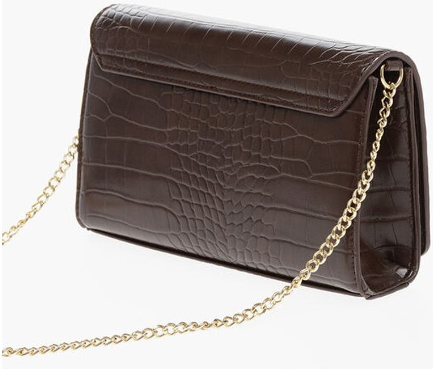 Crossbody bag Moschino LOVE Crocodile Effect Faux Leather Bag with Golden Chain