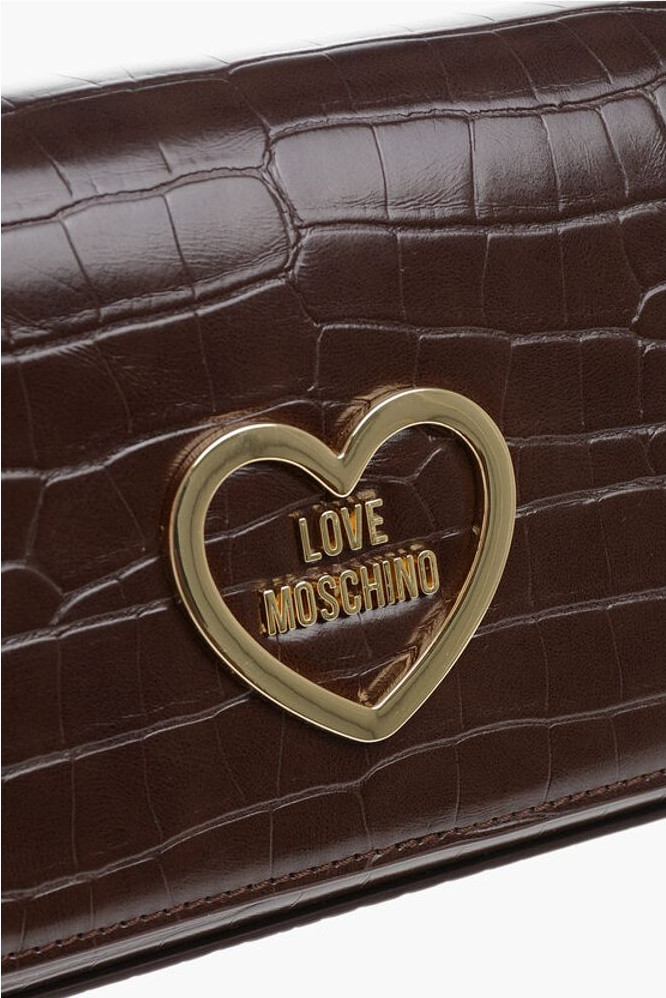 Crossbody bag Moschino LOVE Crocodile Effect Faux Leather Bag with Golden Chain