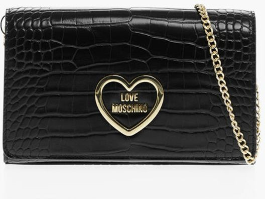Сумка через плечо Moschino LOVE с эффектом крокодила из искусственной кожи с золотой цепочкой