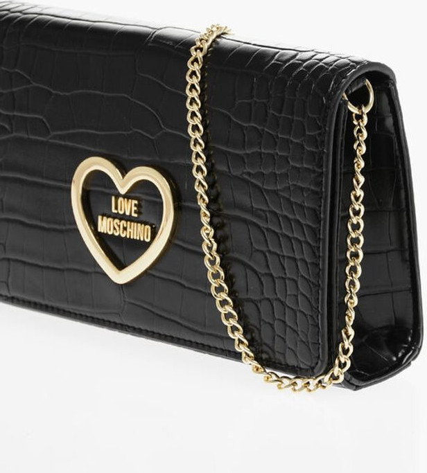 Сумка через плечо Moschino LOVE с эффектом крокодила из искусственной кожи с золотой цепочкой