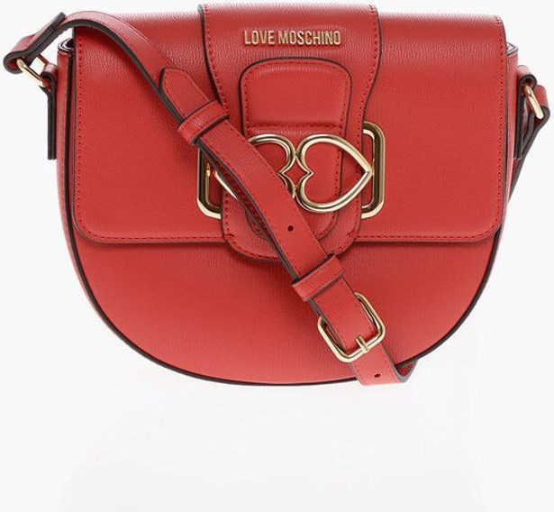 Crossbody Bag Moschino LOVE Faux Leather Crossbody Bag with Double Metal Heart