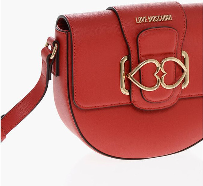 Crossbody Bag Moschino LOVE Faux Leather Crossbody Bag with Double Metal Heart