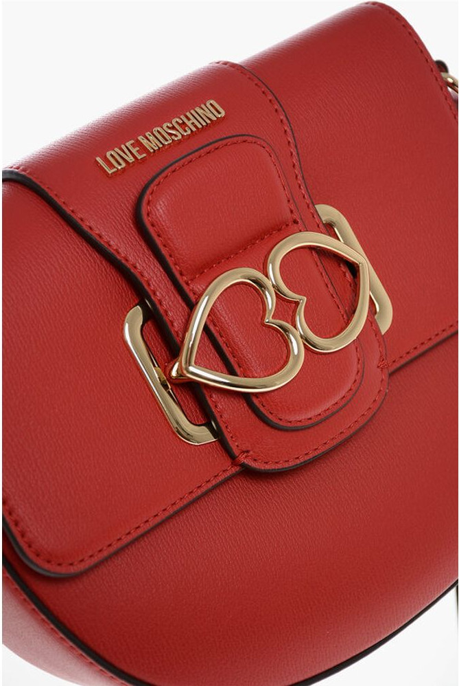 Crossbody Bag Moschino LOVE Faux Leather Crossbody Bag with Double Metal Heart