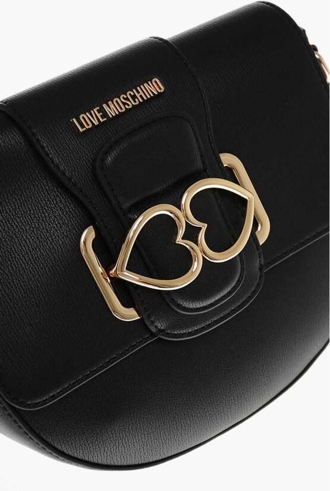 Crossbody sumkasi LOVE Moschino Faux Leather Crossbody sumkasi Double Metal Heart bilan