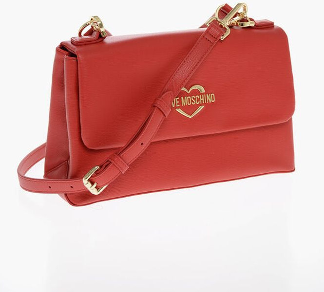 Shoulder Bag Moschino LOVE Faux Leather Shoulder Bag with Golden Logo