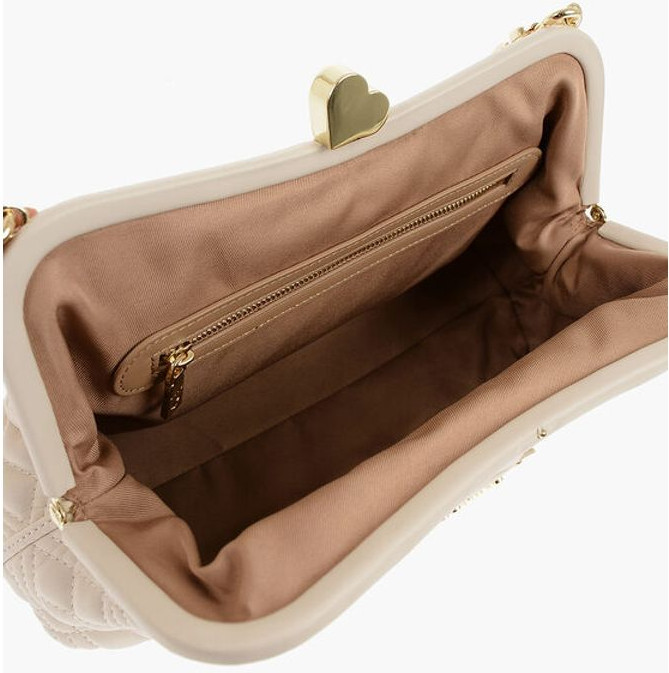 Bag Moschino LOVE Quilted Faux Leather Bag with Golden Chain and Heart De