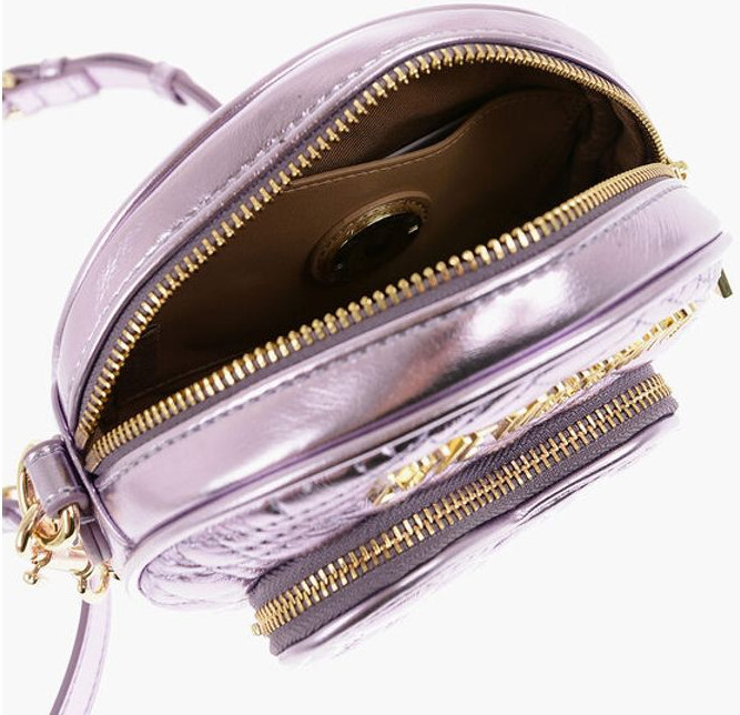 Crossbody bag Moschino LOVE Quilted Metallic Faux Leather Bag with Heart-Shaped Poc