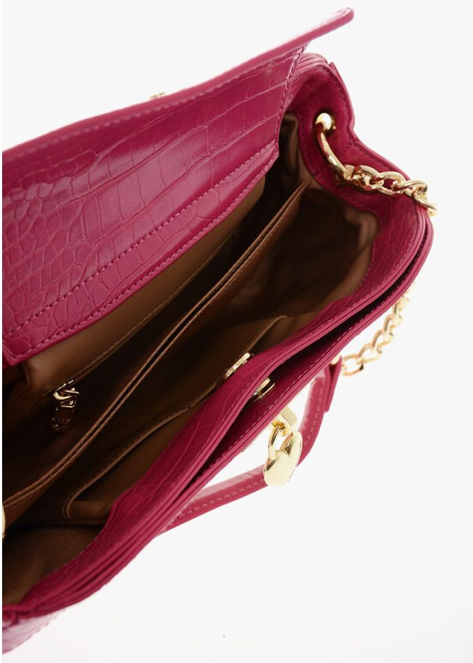 Crossbody Bag Moschino LOVE Fabric with Crocodile Effect Faux Leather