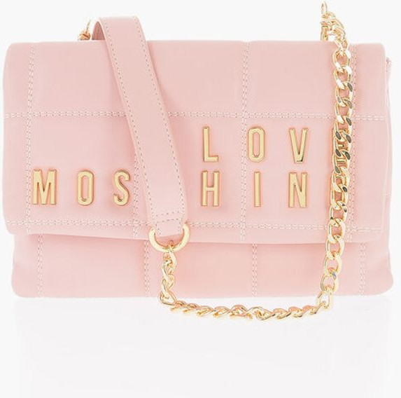Crossbody Sumkasi Moschino LOVE Kapitonli Sun'iy Charm Sumka Removable Zanjirli Yelkadan Tashuvchi