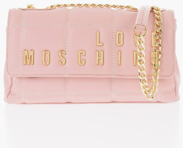 Сумка Moschino LOVE Стеганая из Экокожи с Ремешком-Цепочкой на Плечо