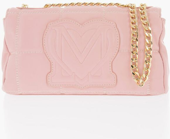 Сумка Moschino LOVE Стеганая из Экокожи с Ремешком-Цепочкой на Плечо