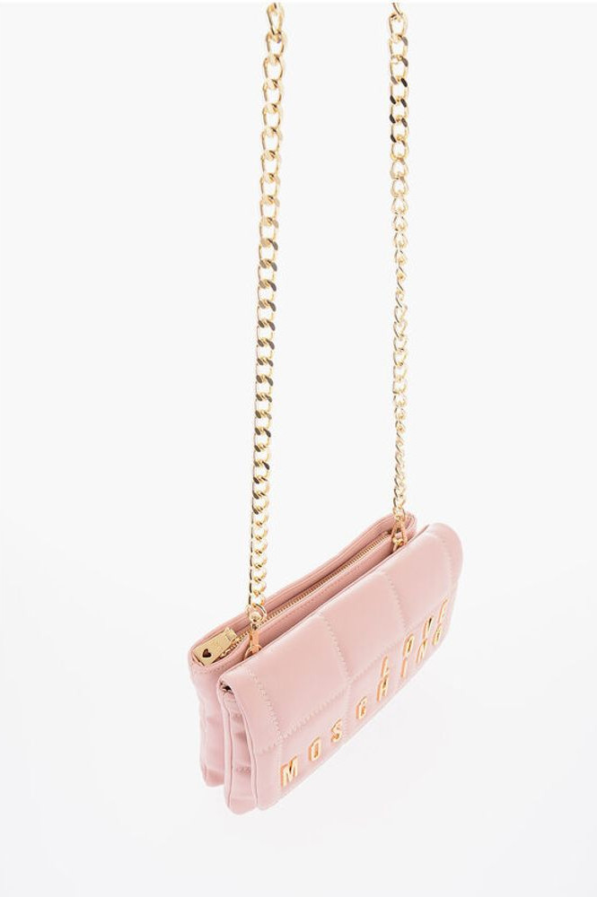 Crossbody Sumkasi Moschino LOVE Kapitonli Sun'iy Charm Sumka Removable Zanjirli Yelkadan Tashuvchi