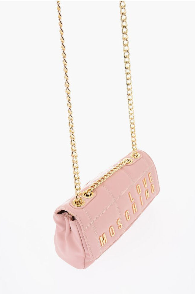 Сумка Moschino LOVE Стеганая из Экокожи с Ремешком-Цепочкой на Плечо