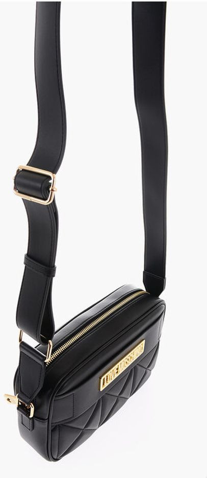 Crossbody Bag Moschino Quilted Faux Leather Camera Bag With Golden Logo