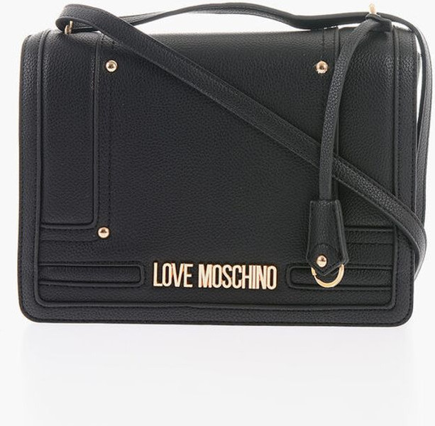 Crossbody sumkasi Moschino LOVE Sun'iy charmdan yasalgan zamshli sumka oltin logotipli