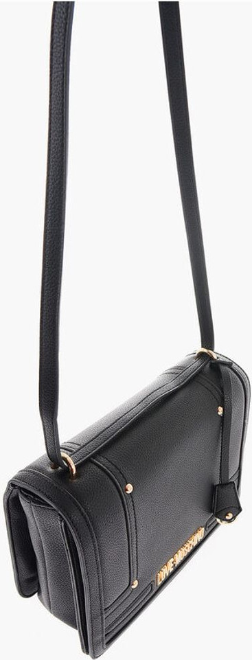 Crossbody sumkasi Moschino LOVE Sun'iy charmdan yasalgan zamshli sumka oltin logotipli