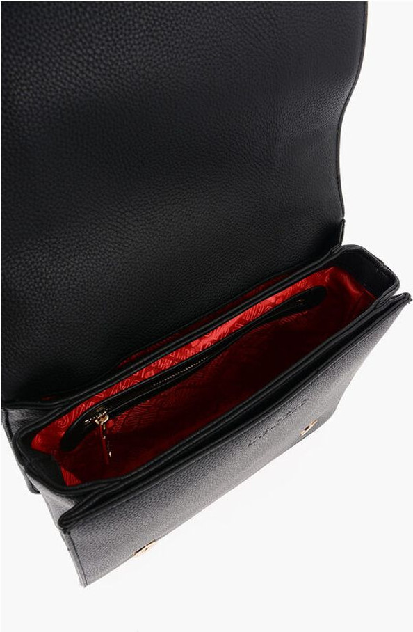 Crossbody sumkasi Moschino LOVE Sun'iy charmdan yasalgan zamshli sumka oltin logotipli