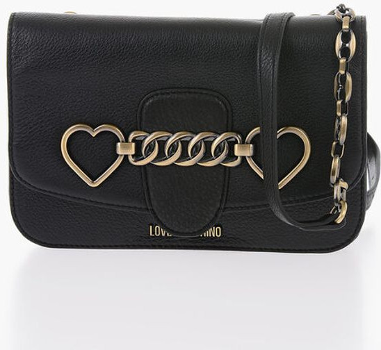 Сумка через плечо Moschino LOVE Кожаная сумка через плечо с зажимом в форме сердца