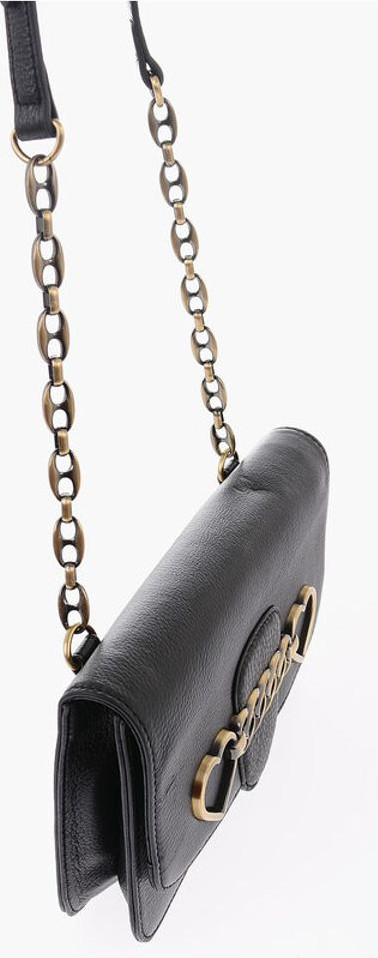 Сумка через плечо Moschino LOVE Кожаная сумка через плечо с зажимом в форме сердца