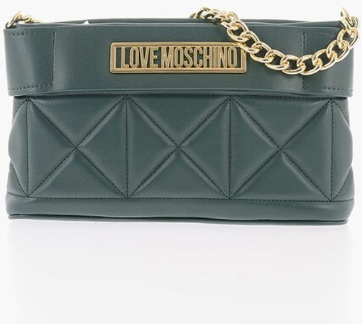 Sevishlik sumkasi Moschino LOVE Tikilgan sun'iy teri sumkasi Oltin zanjirli