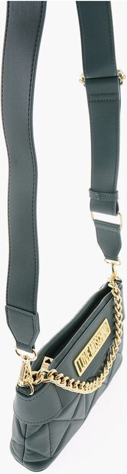 Sevishlik sumkasi Moschino LOVE Tikilgan sun'iy teri sumkasi Oltin zanjirli
