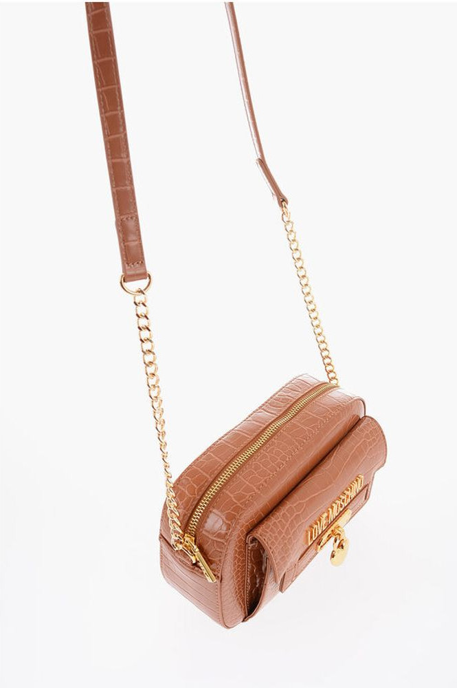 Crossbody Bag Moschino LOVE Crocodile Effect Faux Leather