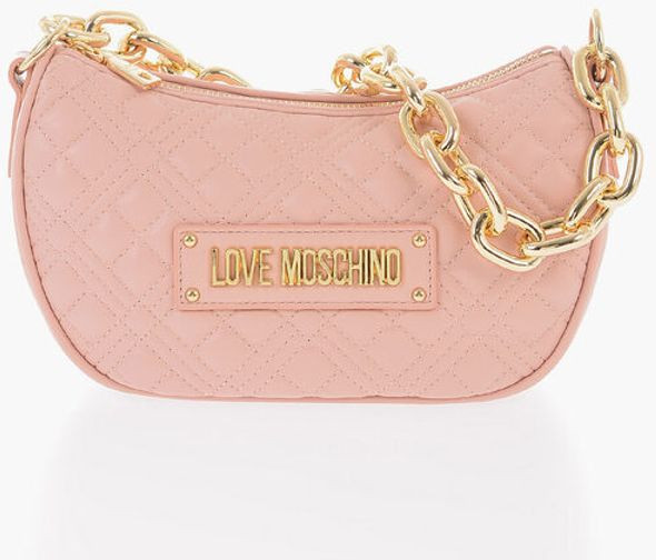 Crossbody SUMKA Moschino LOVE Quilted Sun'iy Charm Sumka Oltin Zanjirli