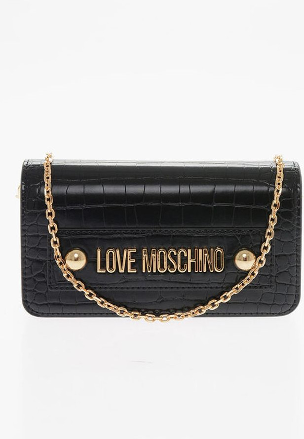 Sumka Moschino LOVE Eko-teridan Timsoh Effektli Sumka Yorqin Oltin Detallari Bilan