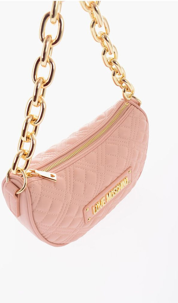 Crossbody SUMKA Moschino LOVE Quilted Sun'iy Charm Sumka Oltin Zanjirli
