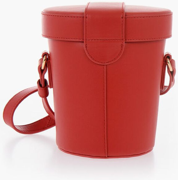 Bucket Bag Moschino LOVE Leather Bucket Bag with Turn Lock Closure