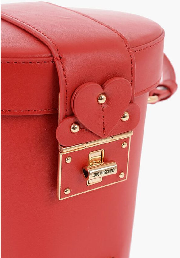 Bucket Bag Moschino LOVE Leather Bucket Bag with Turn Lock Closure