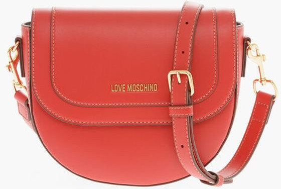 Crossbody Bag Moschino LOVE Faux Leather Saddle Bag with Removable Shoulder Strap