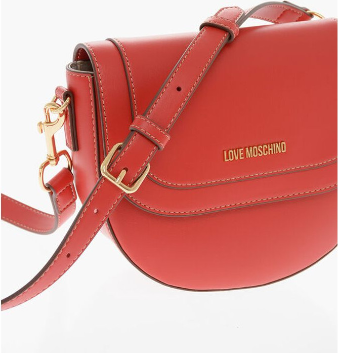 Crossbody Bag Moschino LOVE Faux Leather Saddle Bag with Removable Shoulder Strap