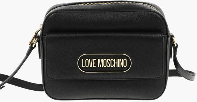 Crossbody Bag Moschino Textured Faux Leather Camera Bag with Front Pocket