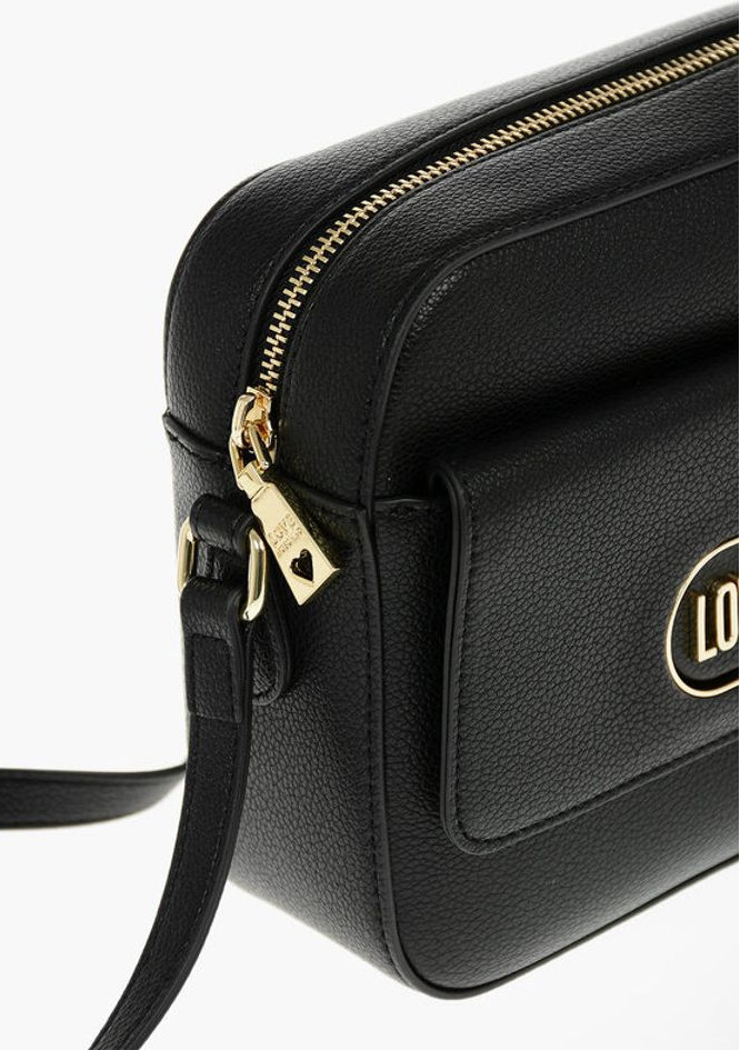 Crossbody Bag Moschino Textured Faux Leather Camera Bag with Front Pocket