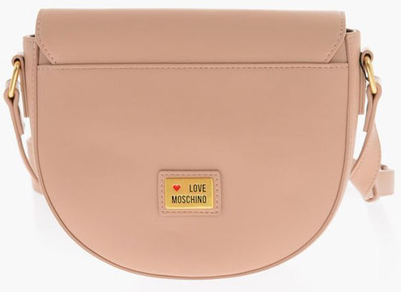 Shoulder Bag Moschino LOVE Faux Leather Shoulder Bag with Golden Heart Clamp