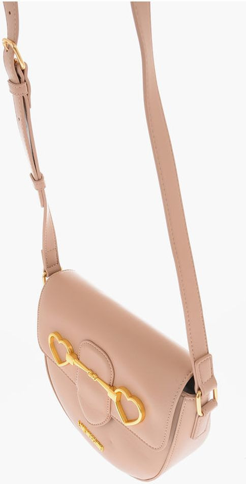 Shoulder Bag Moschino LOVE Faux Leather Shoulder Bag with Golden Heart Clamp