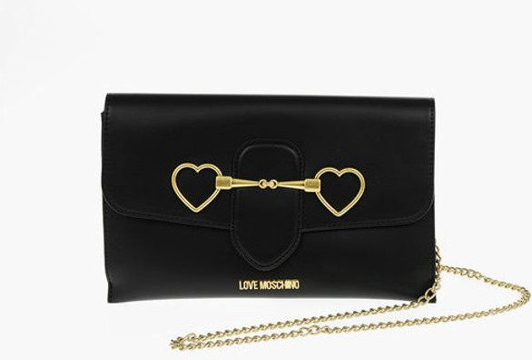 Clutch Moschino LOVE Removable Chain Shoulder Strap Faux Leather