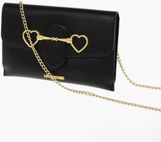 Clutch Moschino LOVE Removable Chain Shoulder Strap Faux Leather
