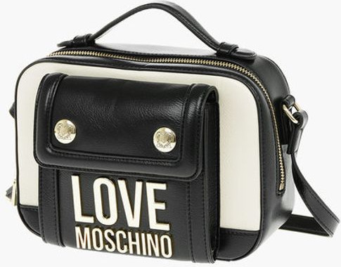 Crossbody Bag Moschino LOVE Golden Logo Two-Tone Faux Leather