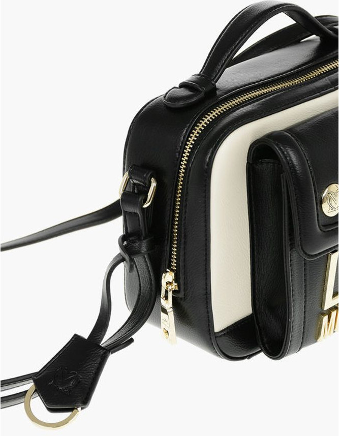 Crossbody Bag Moschino LOVE Golden Logo Two-Tone Faux Leather